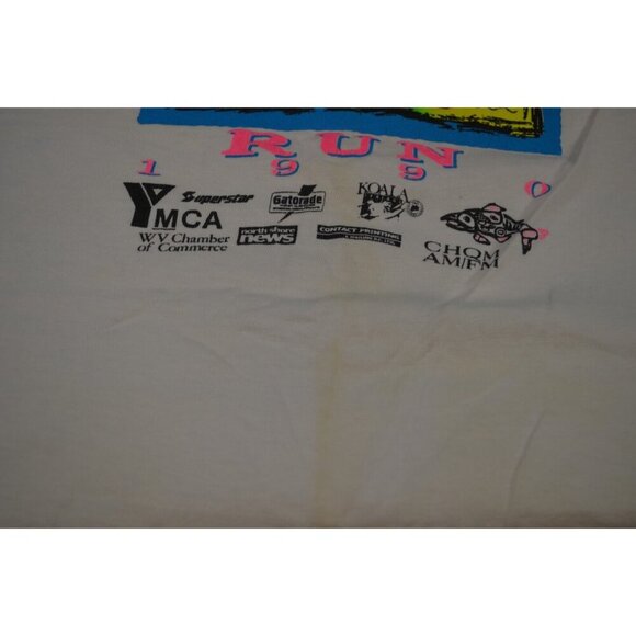 West Vancouver 14 Kilometer Coho Run 1990 Medium White Shirt Hanes Vintage YMCA - Picture 10 of 12